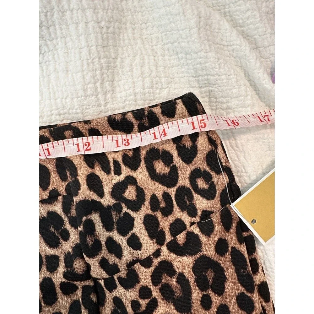 NWT Michael Kors Leopard Print Pencil Skirt Exposed Back Zipper Medium $98